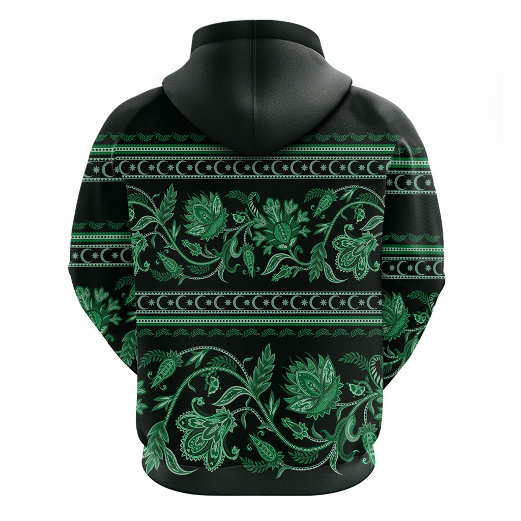 Azerbaijan Hoodie Traditional Pattern Ornament With Flowers Buta Green LT9