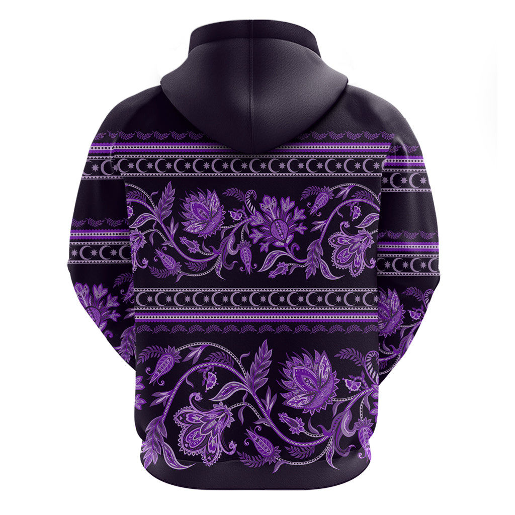 Azerbaijan Hoodie Traditional Pattern Ornament With Flowers Buta Violet LT9