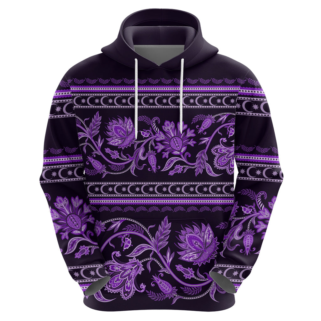 Azerbaijan Hoodie Traditional Pattern Ornament With Flowers Buta Violet LT9