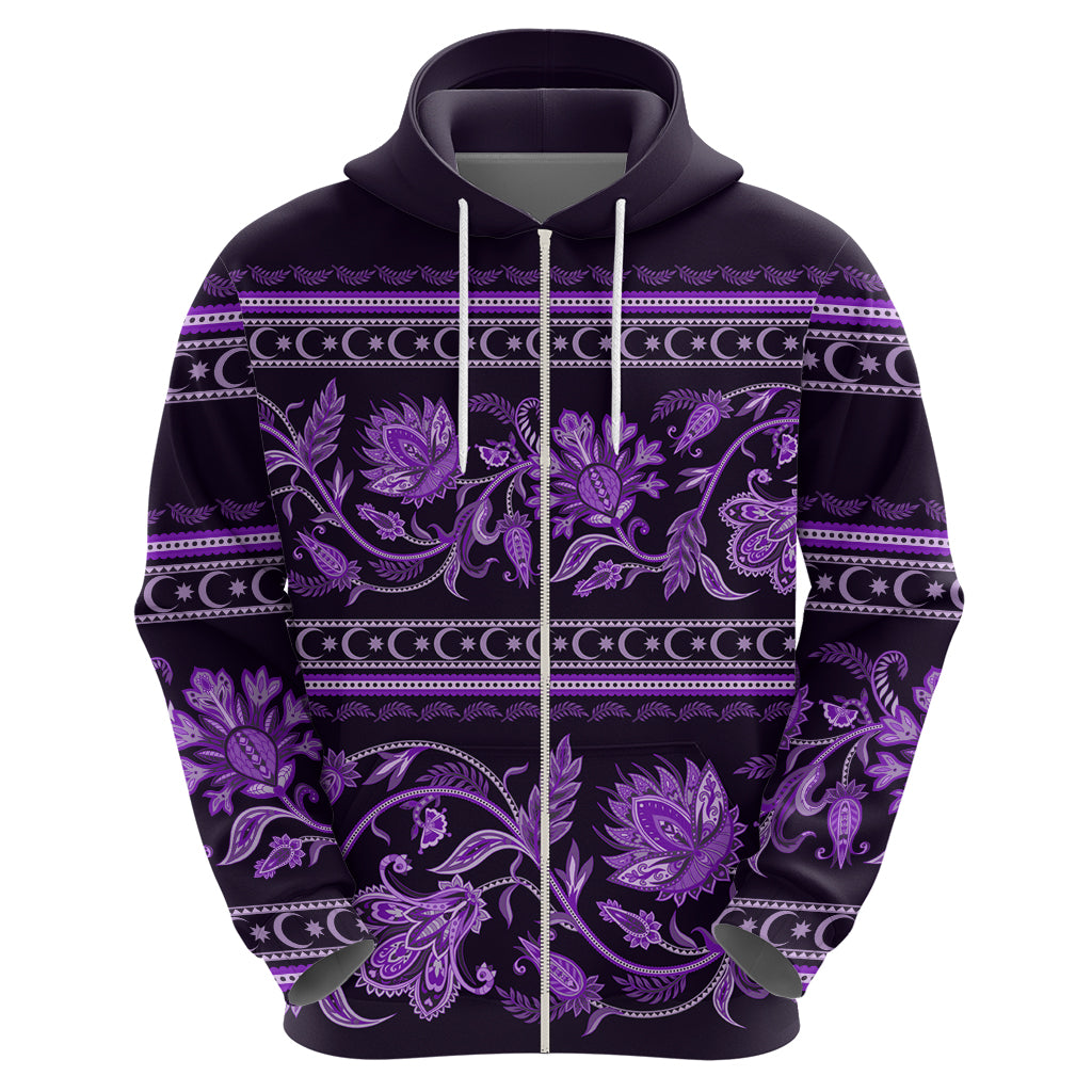 Azerbaijan Hoodie Traditional Pattern Ornament With Flowers Buta Violet LT9