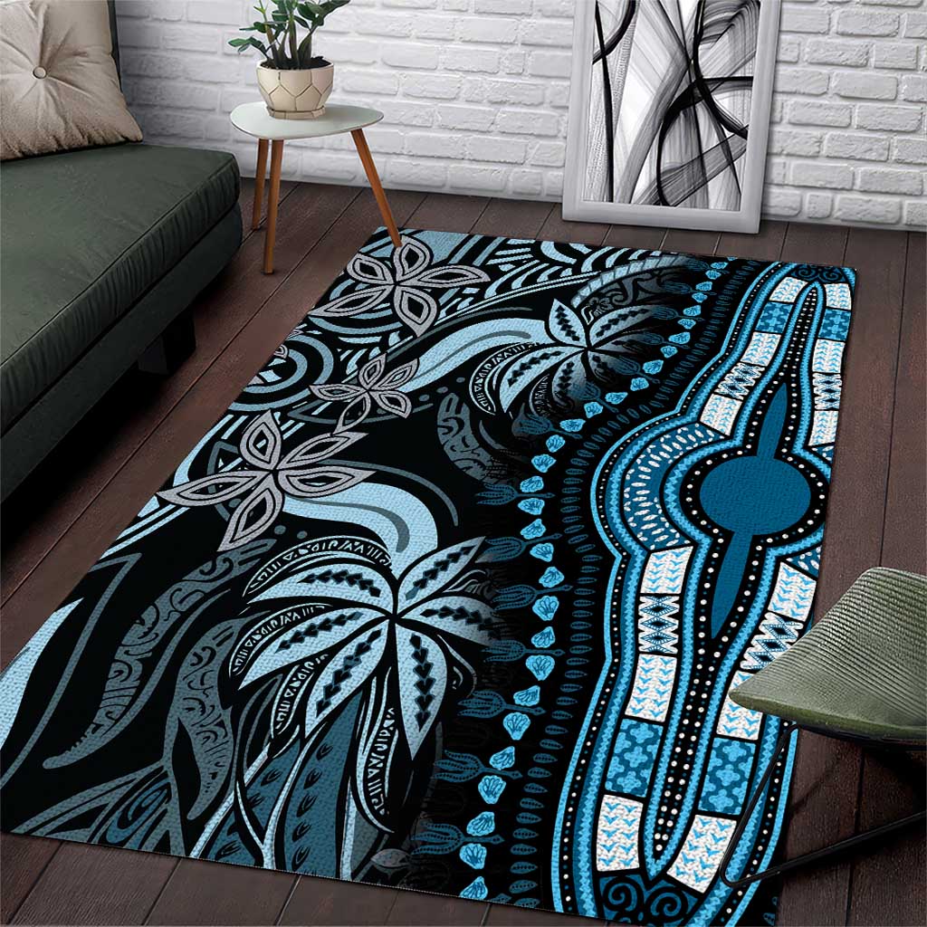 Polynesia Mixed African Dashiki Area Rug Afro-pacific Culture - Blue LT9