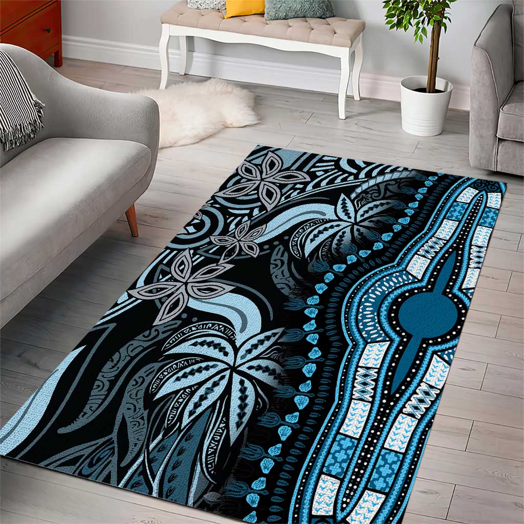 Polynesia Mixed African Dashiki Area Rug Afro-pacific Culture - Blue LT9