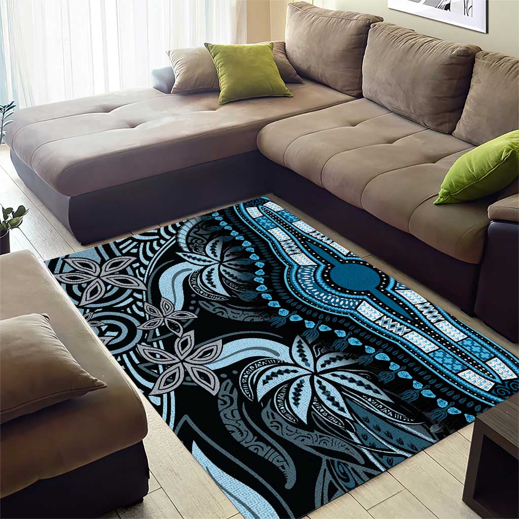 Polynesia Mixed African Dashiki Area Rug Afro-pacific Culture - Blue LT9