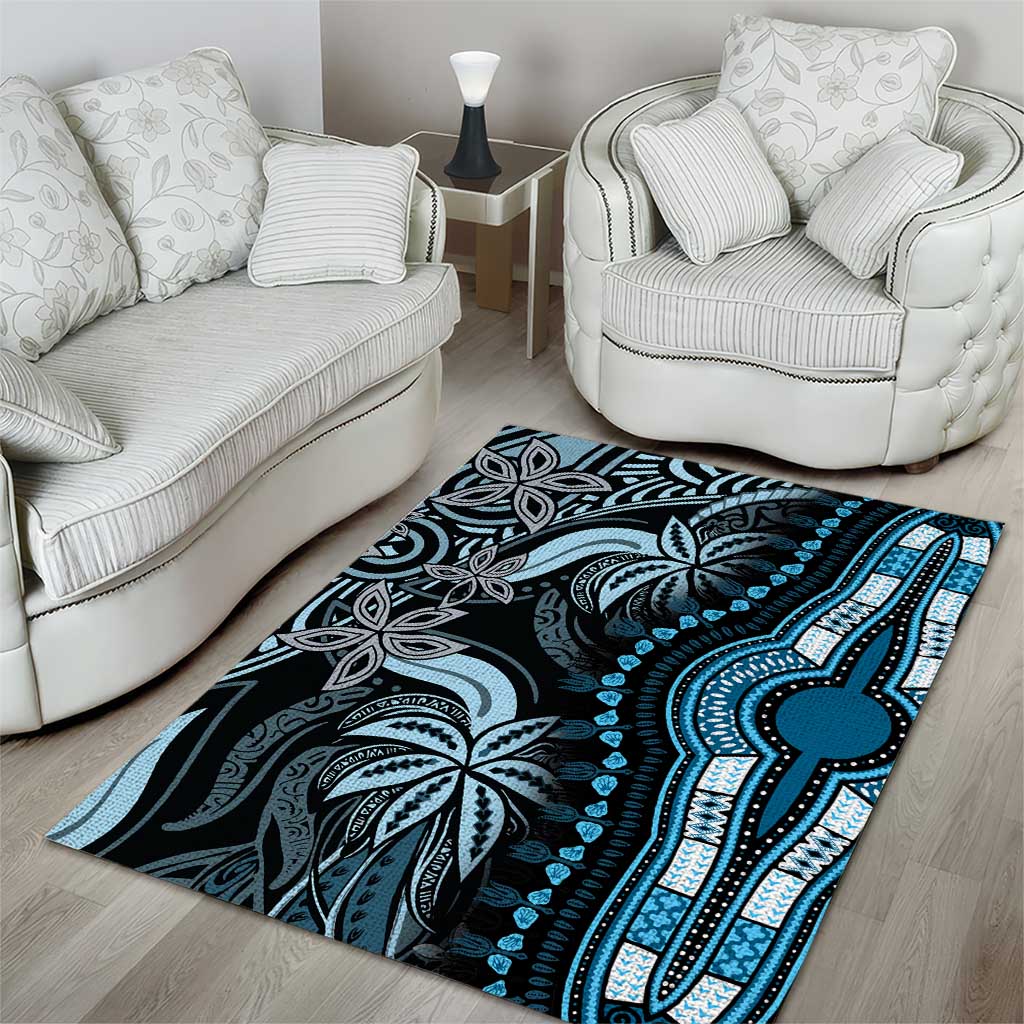 Polynesia Mixed African Dashiki Area Rug Afro-pacific Culture - Blue LT9
