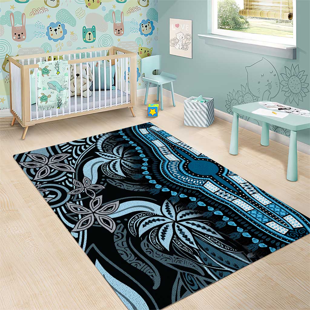 Polynesia Mixed African Dashiki Area Rug Afro-pacific Culture - Blue LT9