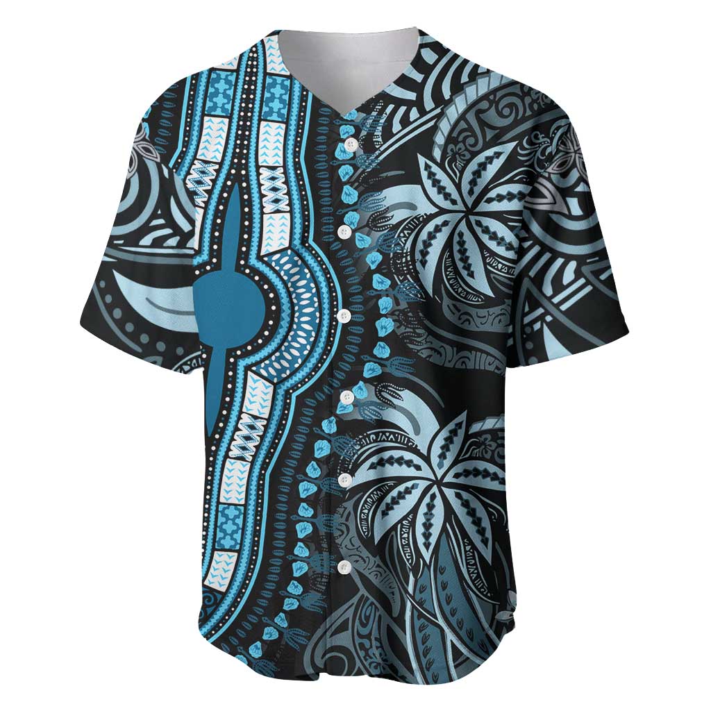 Polynesia Mixed African Dashiki Baseball Jersey Afro-pacific Culture - Blue LT9