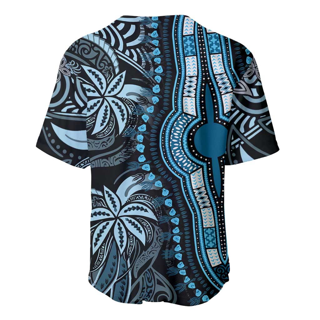 Polynesia Mixed African Dashiki Baseball Jersey Afro-pacific Culture - Blue LT9