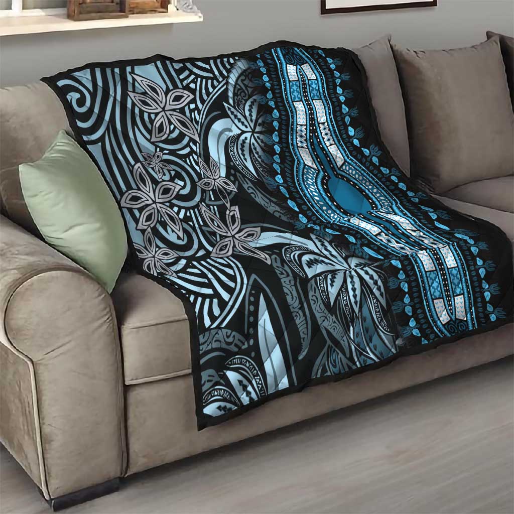 Polynesia Mixed African Dashiki Quilt Afro-pacific Culture - Blue LT9