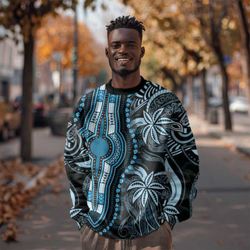 Polynesia Mixed African Dashiki Sweatshirt Afro-pacific Culture - Blue LT9