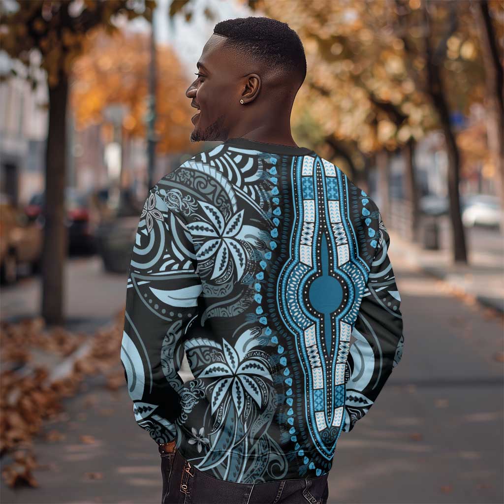 Polynesia Mixed African Dashiki Sweatshirt Afro-pacific Culture - Blue LT9