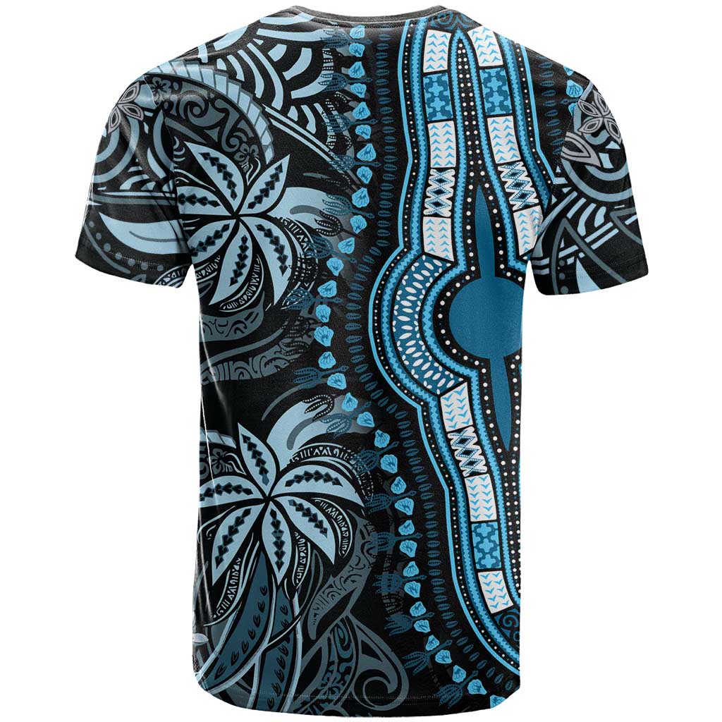 Polynesia Mixed African Dashiki T shirt Afro-pacific Culture - Blue LT9