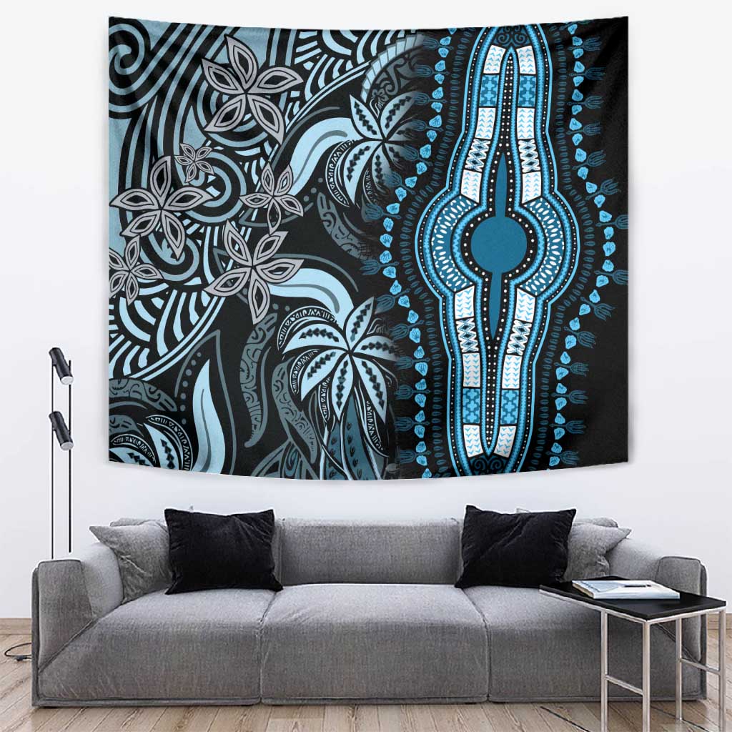 Polynesia Mixed African Dashiki Tapestry Afro-pacific Culture - Blue LT9