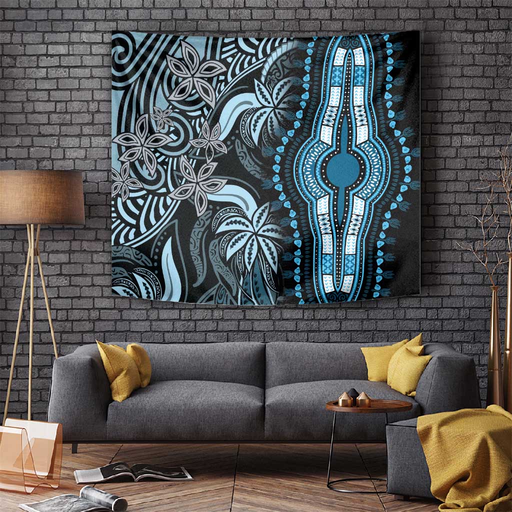 Polynesia Mixed African Dashiki Tapestry Afro-pacific Culture - Blue LT9