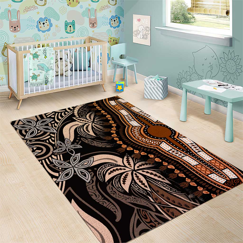 Polynesia Mixed African Dashiki Area Rug Afro-pacific Culture - Gold LT9