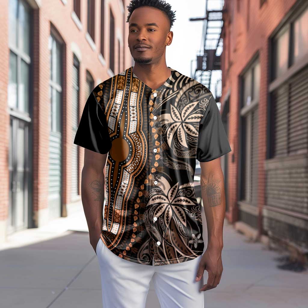 Polynesia Mixed African Dashiki Baseball Jersey Afro-pacific Culture - Gold LT9