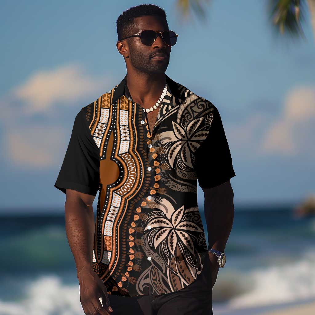 Polynesia Mixed African Dashiki Hawaiian Shirt Afro-pacific Culture - Gold LT9