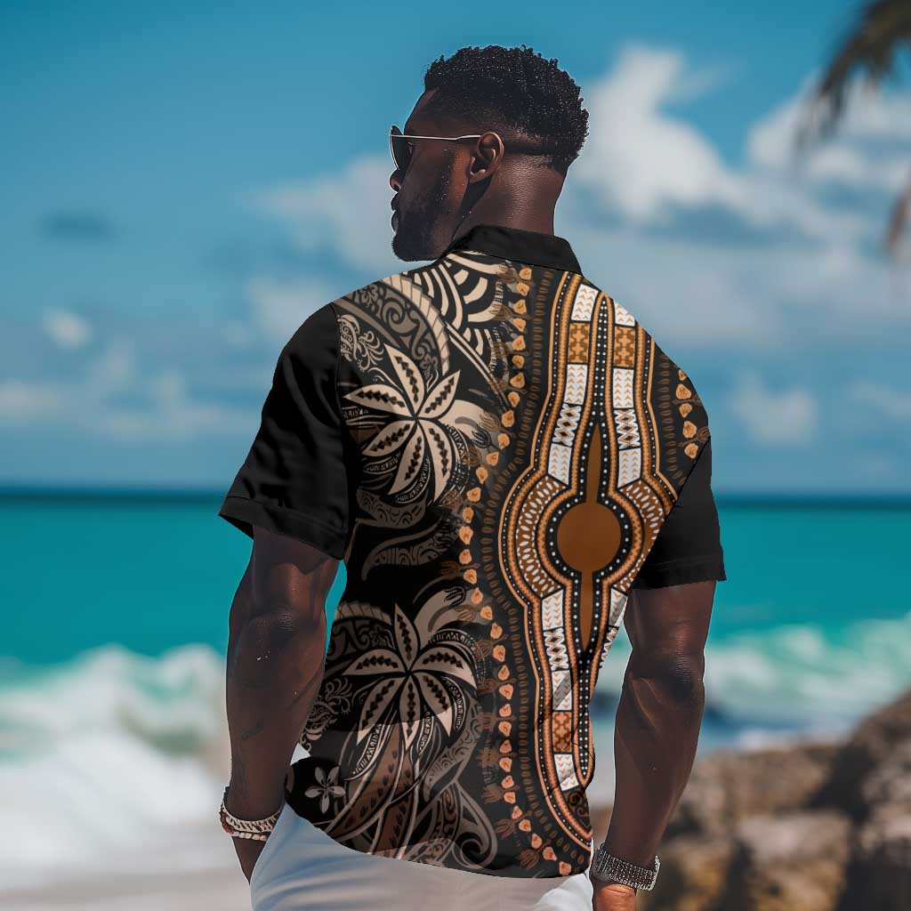 Polynesia Mixed African Dashiki Hawaiian Shirt Afro-pacific Culture - Gold LT9