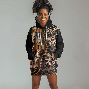Polynesia Mixed African Dashiki Hoodie Dress Afro-pacific Culture - Gold LT9