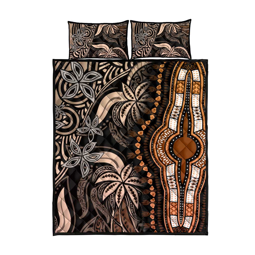 Polynesia Mixed African Dashiki Quilt Bed Set Afro-pacific Culture - Gold LT9