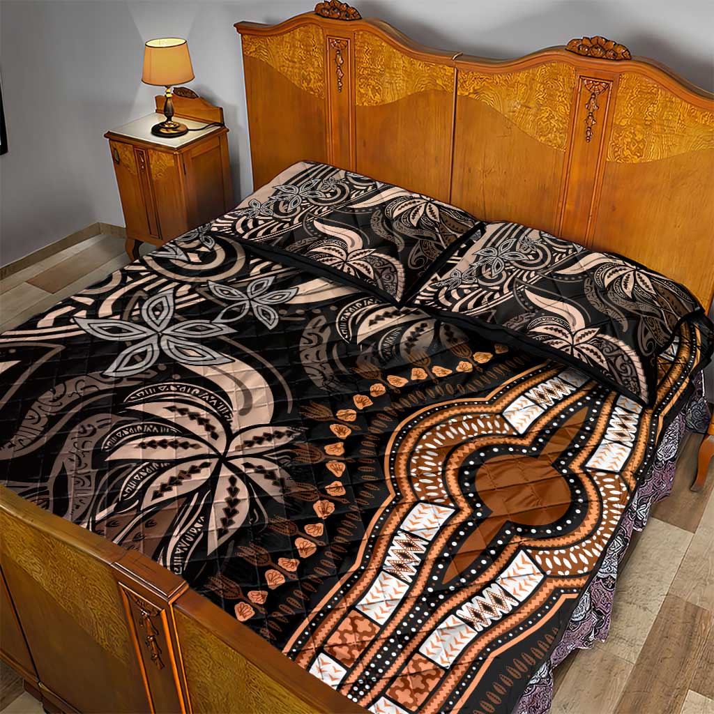 Polynesia Mixed African Dashiki Quilt Bed Set Afro-pacific Culture - Gold LT9