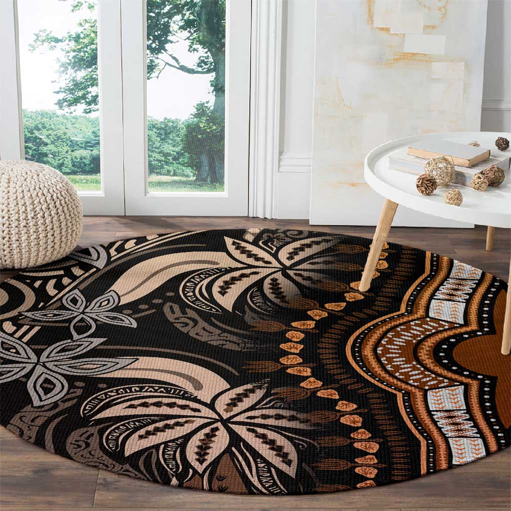 Polynesia Mixed African Dashiki Round Carpet Afro-pacific Culture - Gold LT9