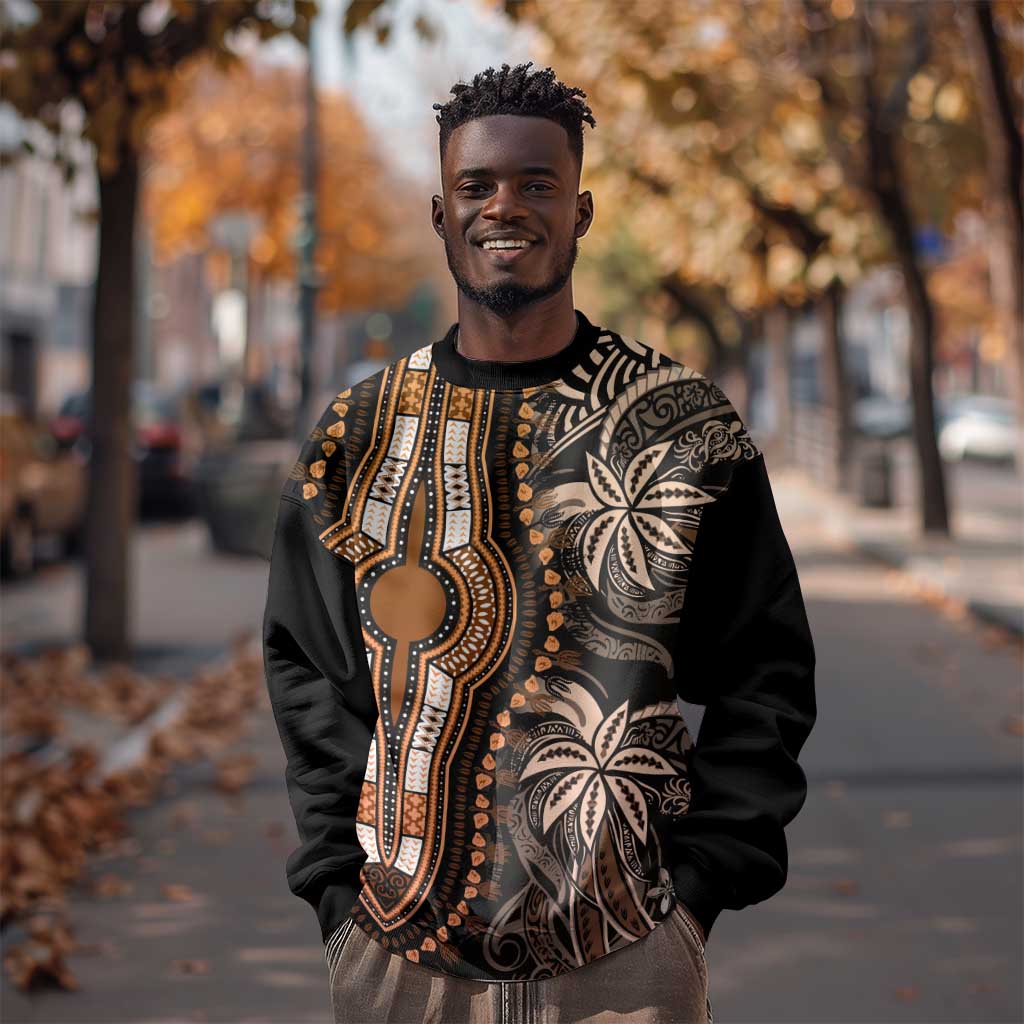 Polynesia Mixed African Dashiki Sweatshirt Afro-pacific Culture - Gold LT9