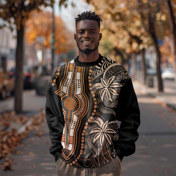 Polynesia Mixed African Dashiki Sweatshirt Afro-pacific Culture - Gold LT9