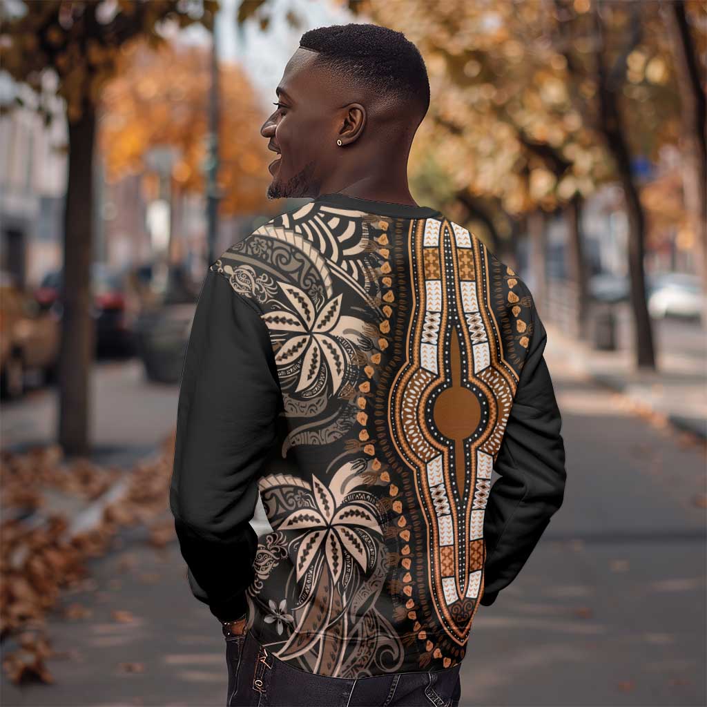 Polynesia Mixed African Dashiki Sweatshirt Afro-pacific Culture - Gold LT9