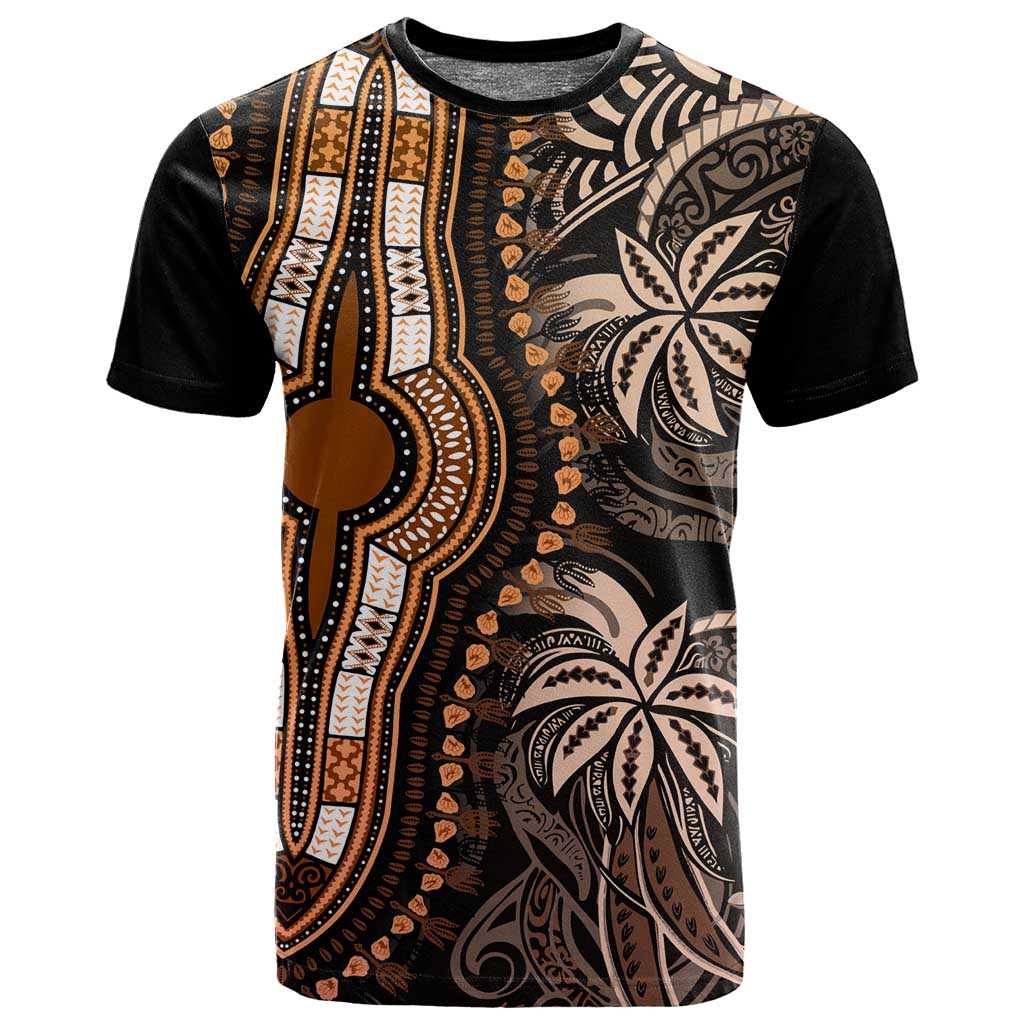 Polynesia Mixed African Dashiki T shirt Afro-pacific Culture - Gold LT9
