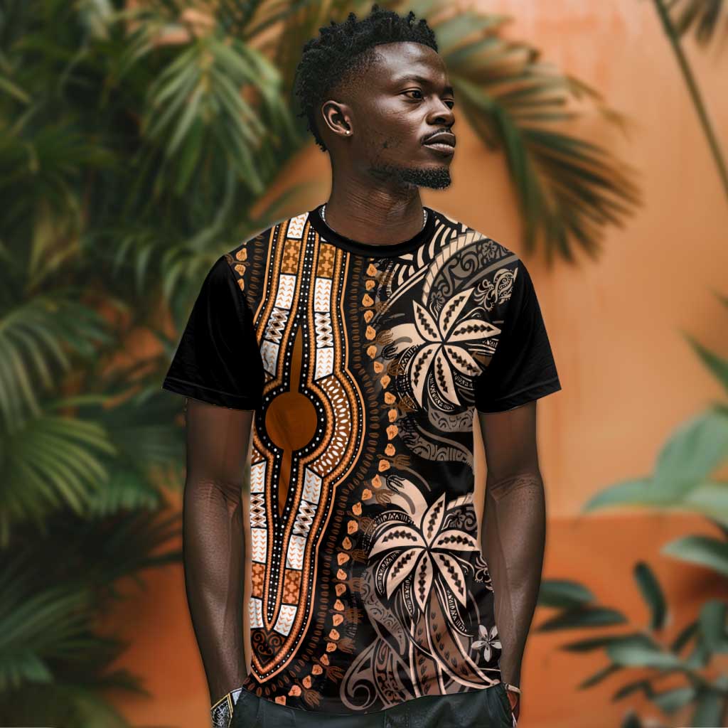 Polynesia Mixed African Dashiki T shirt Afro-pacific Culture - Gold LT9