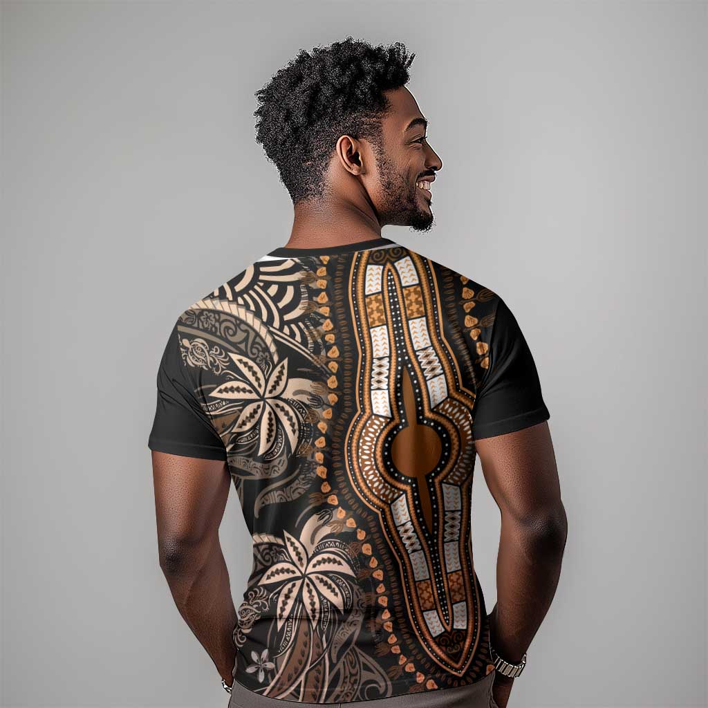 Polynesia Mixed African Dashiki T shirt Afro-pacific Culture - Gold LT9