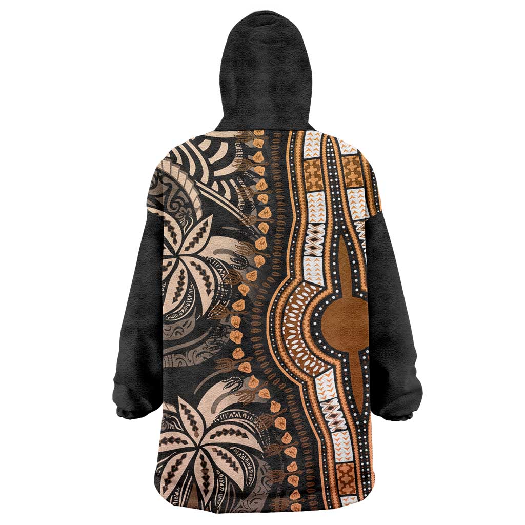 Polynesia Mixed African Dashiki Wearable Blanket Hoodie Afro-pacific Culture - Gold LT9
