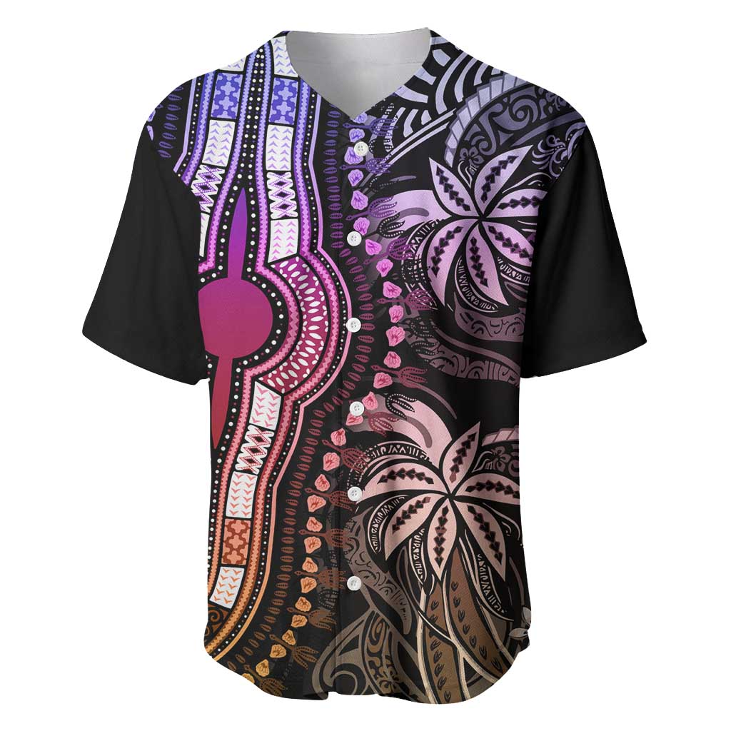 Polynesia Mixed African Dashiki Baseball Jersey Afro-pacific Culture - Pastel LT9