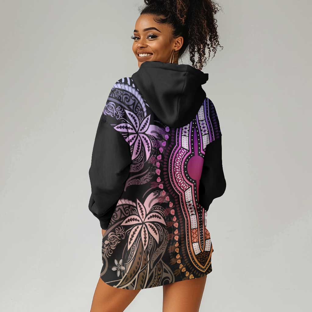 Polynesia Mixed African Dashiki Hoodie Dress Afro-pacific Culture - Pastel LT9