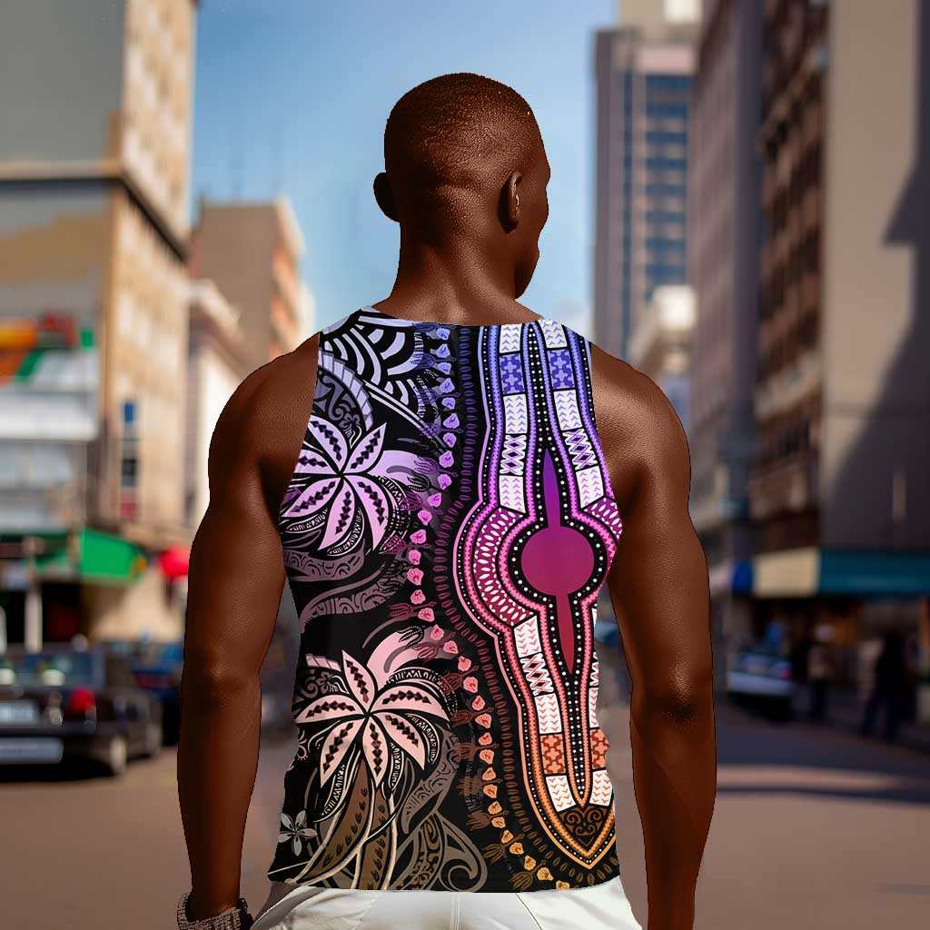 Polynesia Mixed African Dashiki Men Tank Top Afro-pacific Culture - Pastel LT9