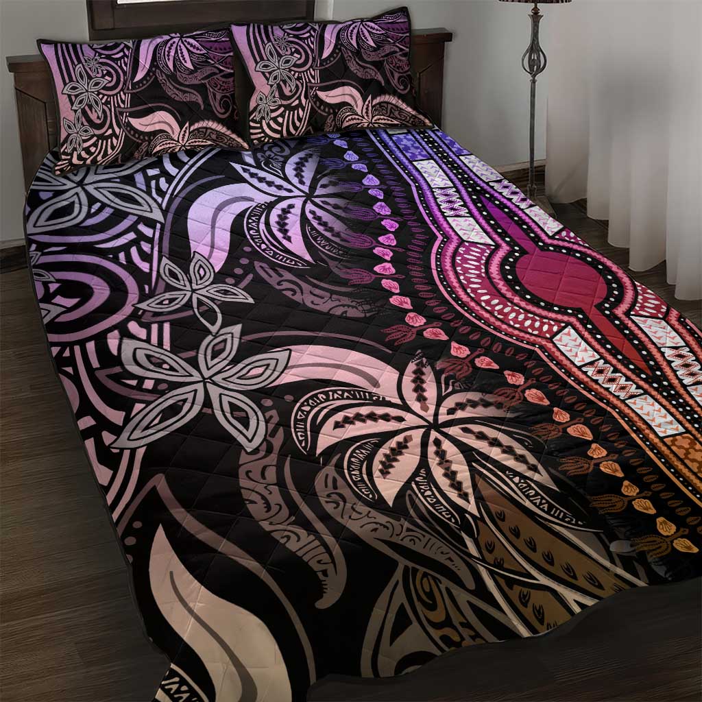 Polynesia Mixed African Dashiki Quilt Bed Set Afro-pacific Culture - Pastel LT9