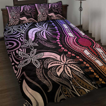 Polynesia Mixed African Dashiki Quilt Bed Set Afro-pacific Culture - Pastel LT9