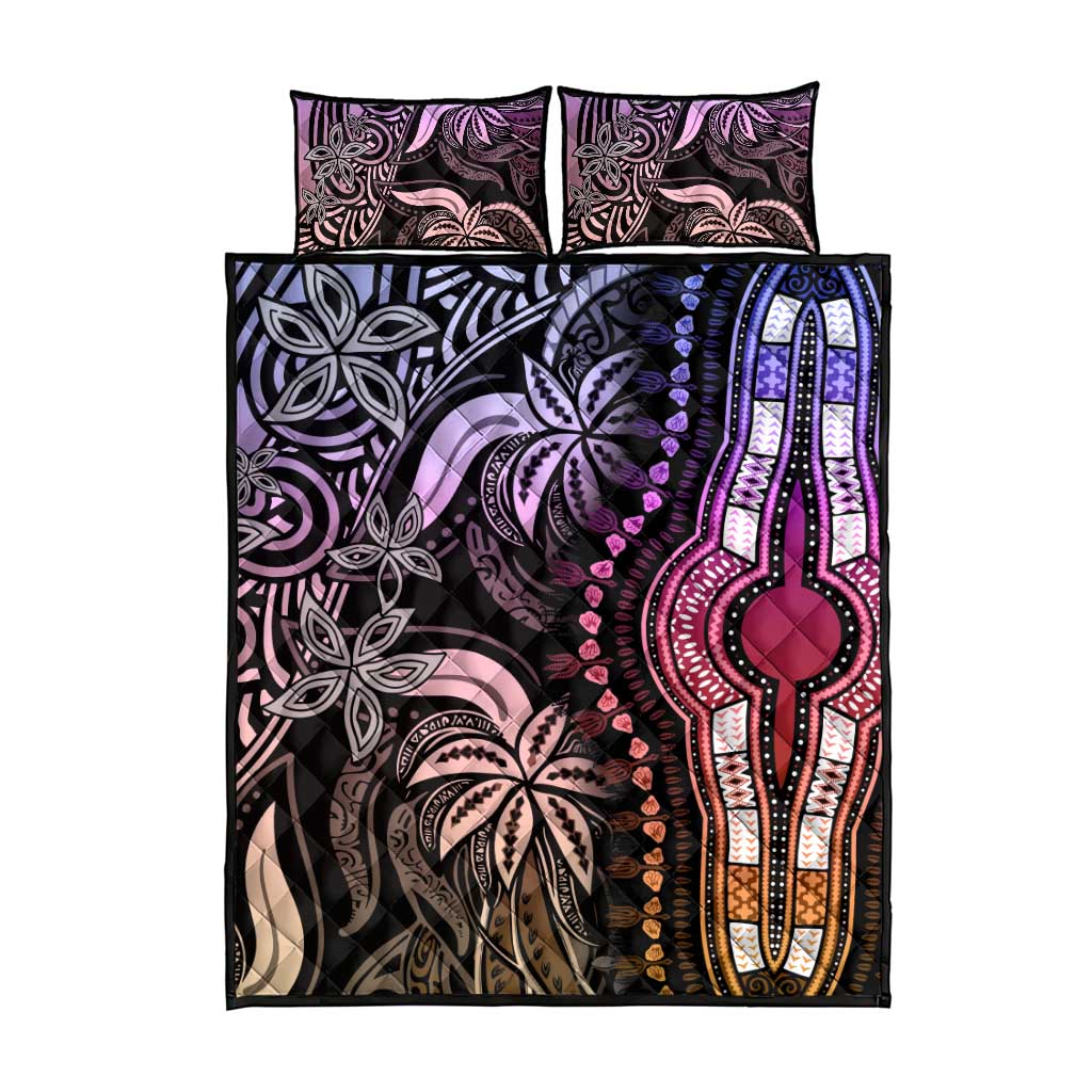 Polynesia Mixed African Dashiki Quilt Bed Set Afro-pacific Culture - Pastel LT9