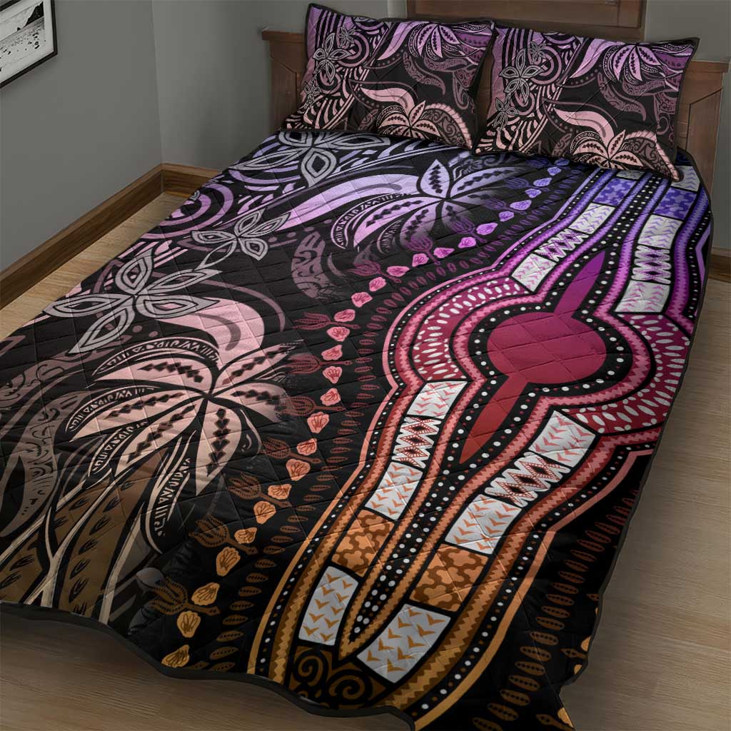 Polynesia Mixed African Dashiki Quilt Bed Set Afro-pacific Culture - Pastel LT9