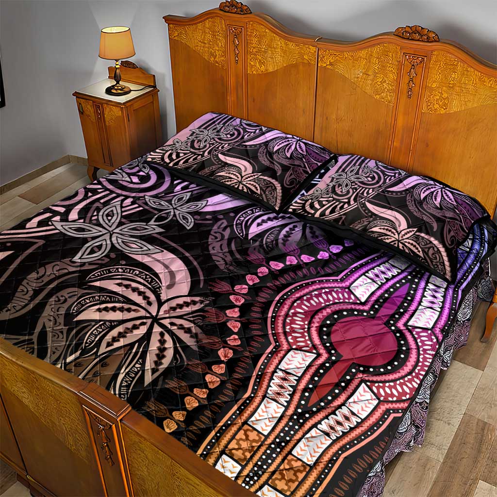 Polynesia Mixed African Dashiki Quilt Bed Set Afro-pacific Culture - Pastel LT9