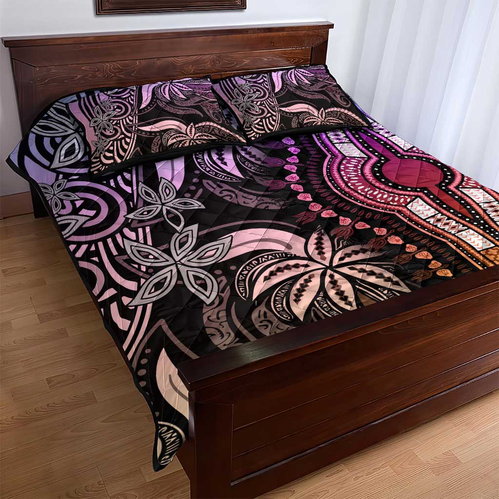 Polynesia Mixed African Dashiki Quilt Bed Set Afro-pacific Culture - Pastel LT9