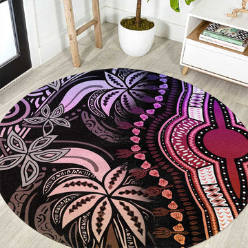 Polynesia Mixed African Dashiki Round Carpet Afro-pacific Culture - Pastel LT9