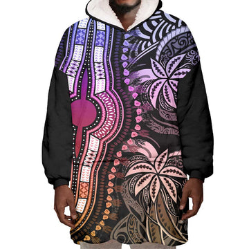 Polynesia Mixed African Dashiki Wearable Blanket Hoodie Afro-pacific Culture - Pastel LT9