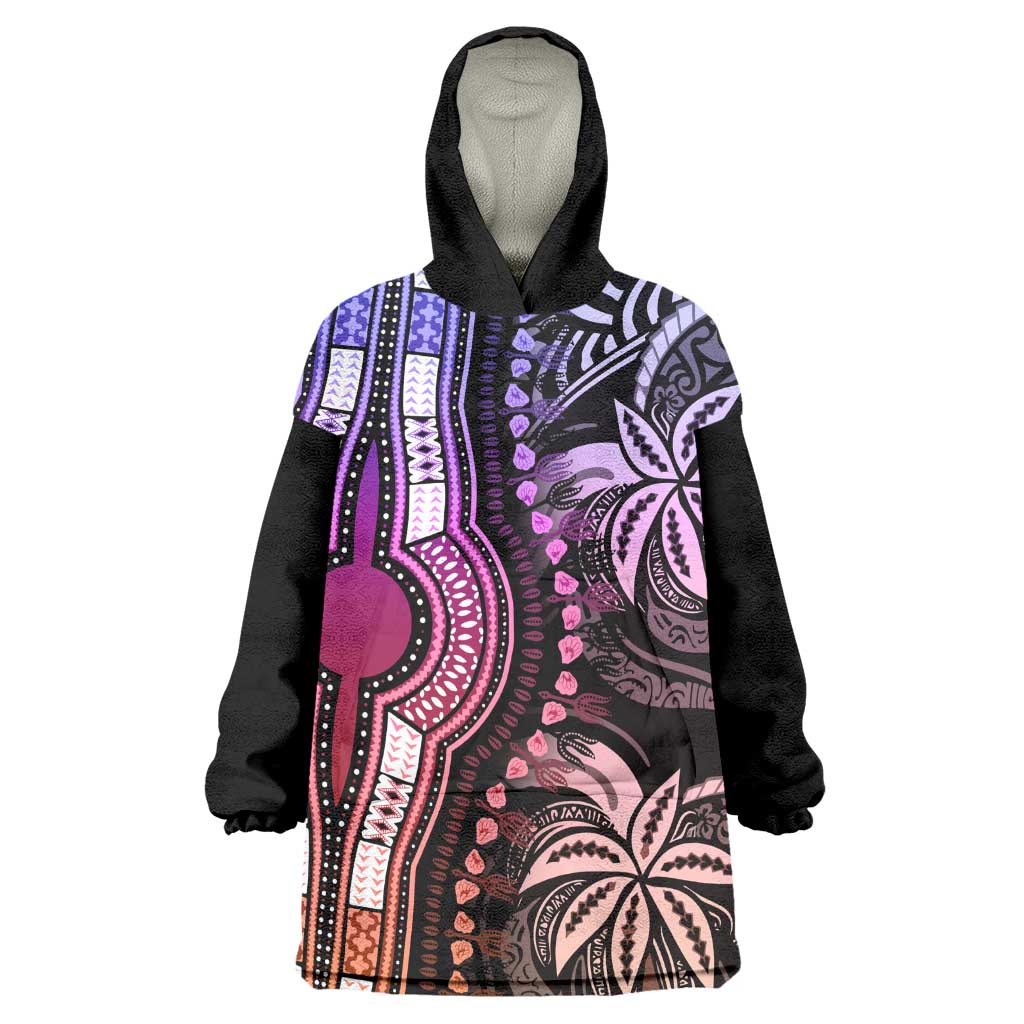 Polynesia Mixed African Dashiki Wearable Blanket Hoodie Afro-pacific Culture - Pastel LT9