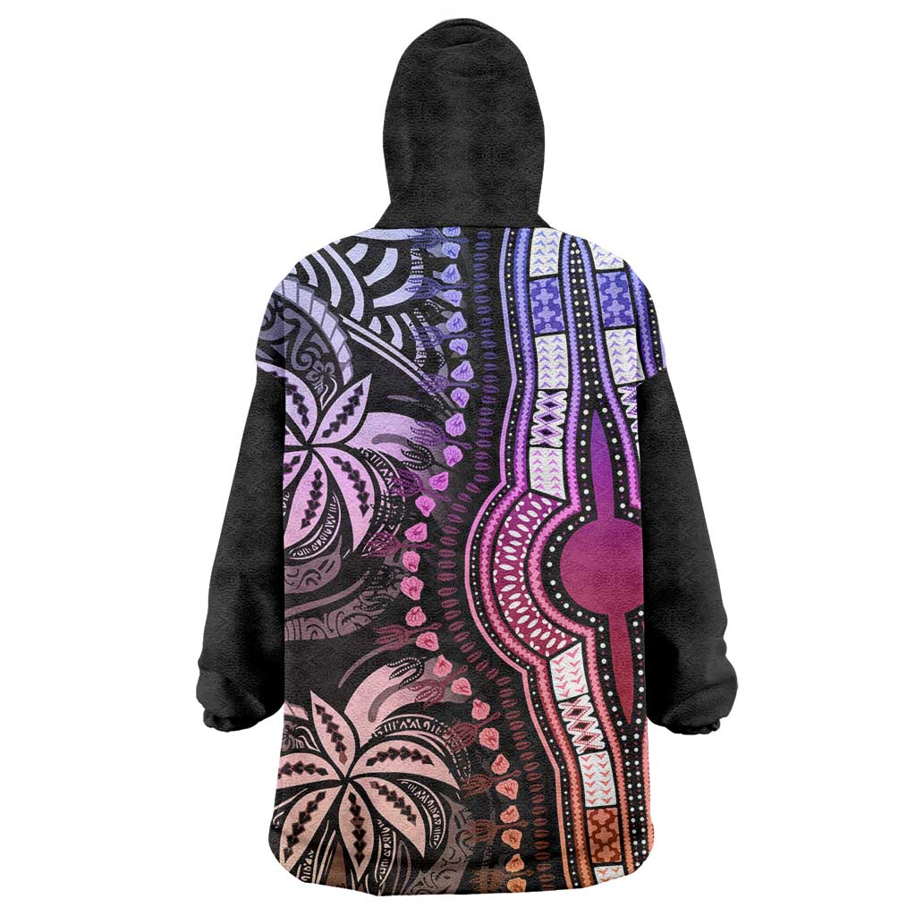 Polynesia Mixed African Dashiki Wearable Blanket Hoodie Afro-pacific Culture - Pastel LT9