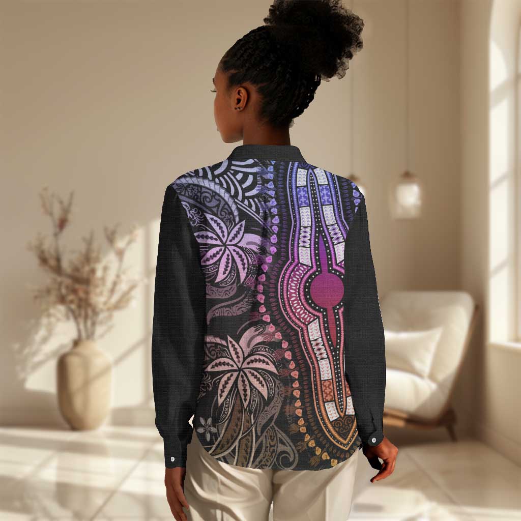 Polynesia Mixed African Dashiki Women Casual Shirt Afro-pacific Culture - Pastel LT9