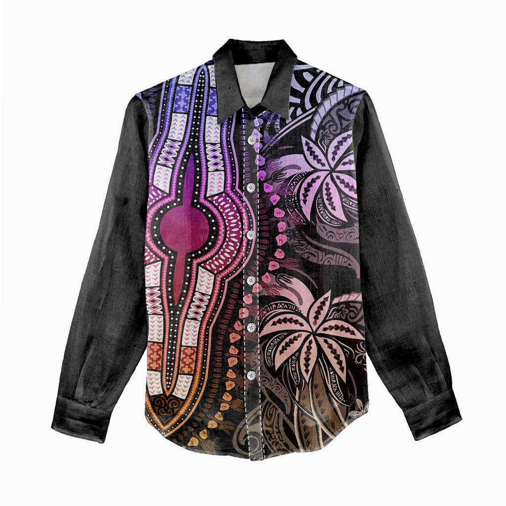 Polynesia Mixed African Dashiki Women Casual Shirt Afro-pacific Culture - Pastel LT9