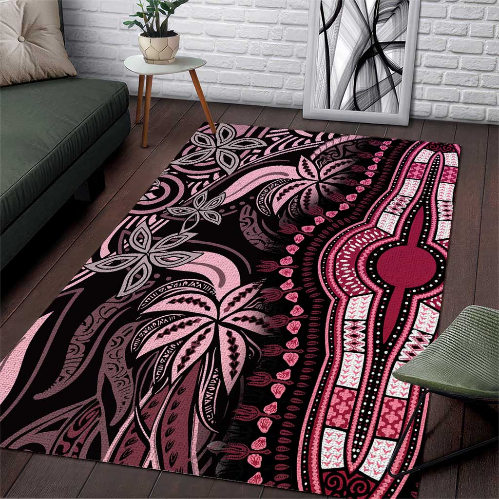 Polynesia Mixed African Dashiki Area Rug Afro-pacific Culture - Pink LT9