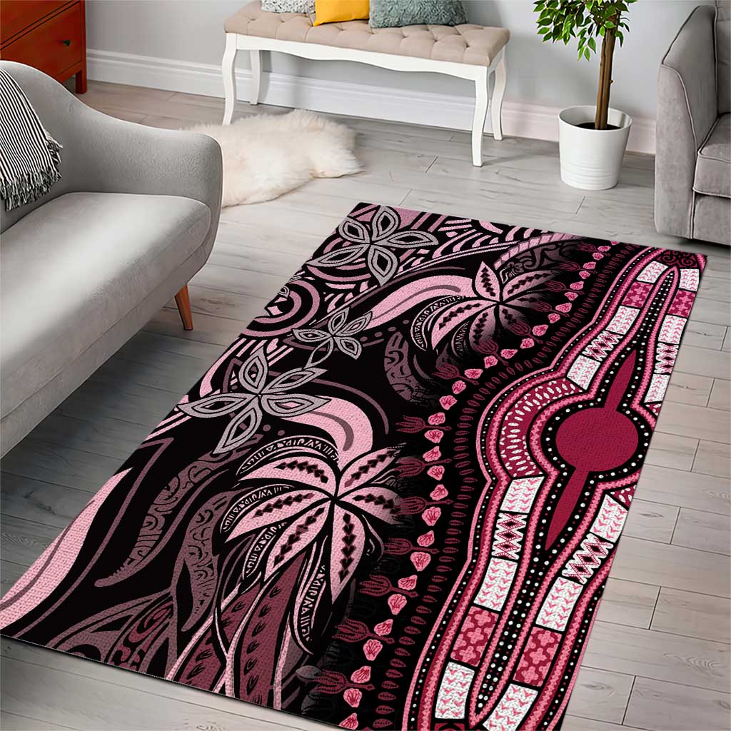 Polynesia Mixed African Dashiki Area Rug Afro-pacific Culture - Pink LT9