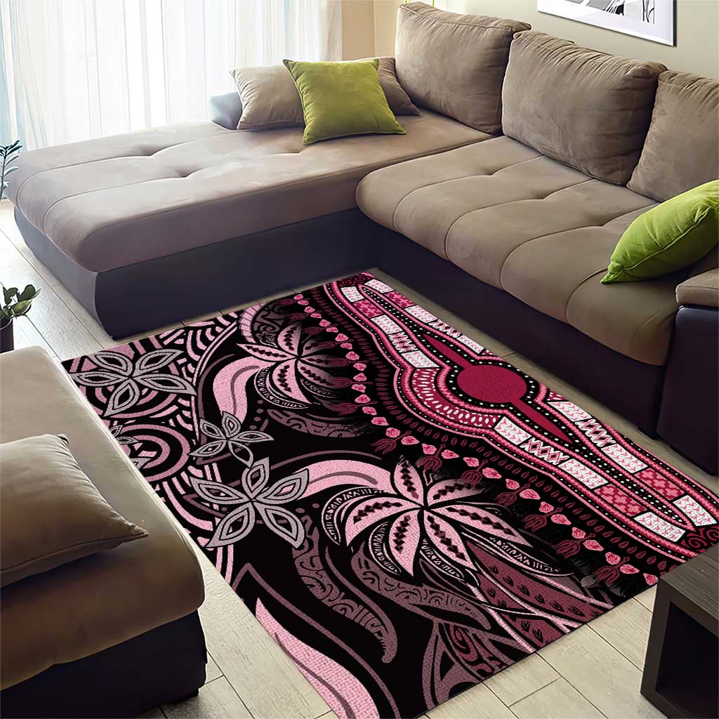 Polynesia Mixed African Dashiki Area Rug Afro-pacific Culture - Pink LT9